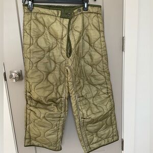 Unisex Nylon Olive Quilted Streetwear Pants